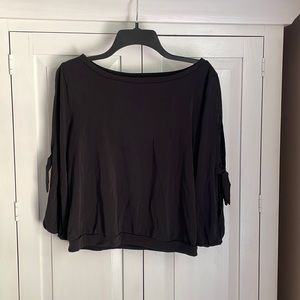 ModCloth Black Cold Shoulder Tie Sleeve Shirt